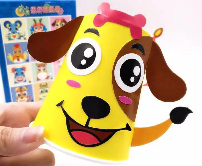12pcs Children 3D DIY handmade paper cups sticker