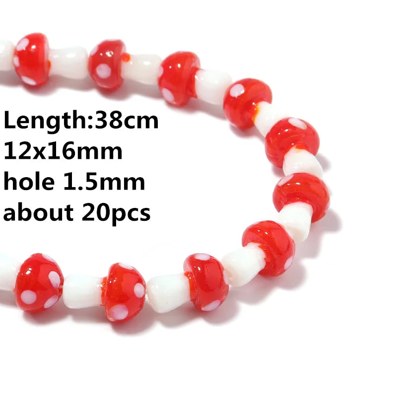 Colourful Lampwork Beads Glass Mushroom