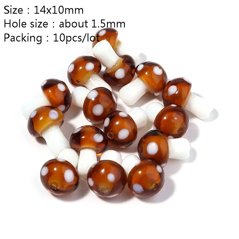 Colourful Lampwork Beads Glass Mushroom