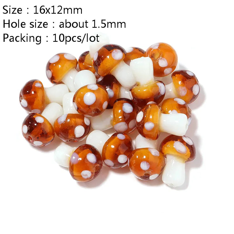 Colourful Lampwork Beads Glass Mushroom