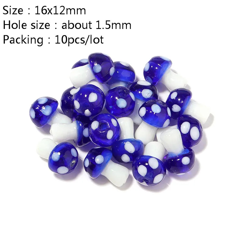Colourful Lampwork Beads Glass Mushroom