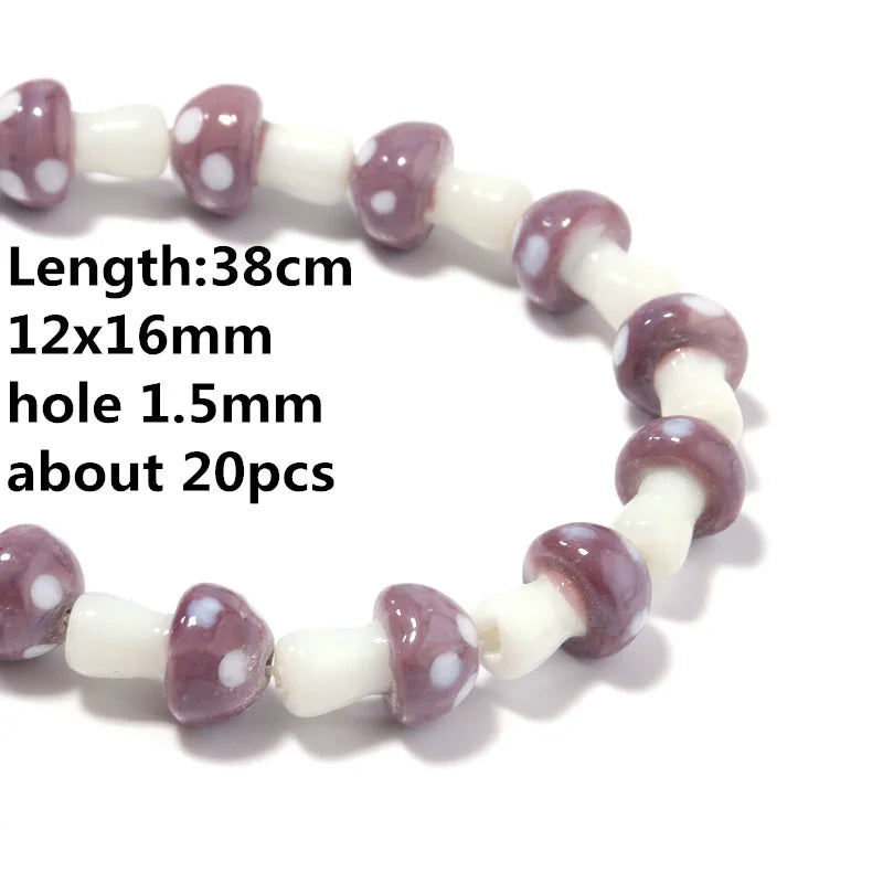 Colourful Lampwork Beads Glass Mushroom