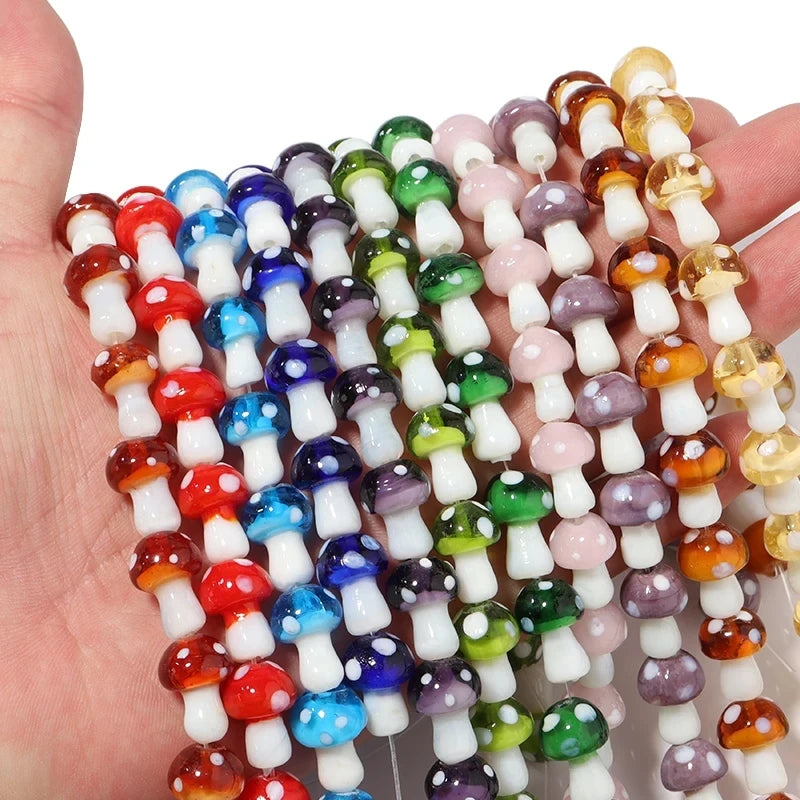 Colourful Lampwork Beads Glass Mushroom