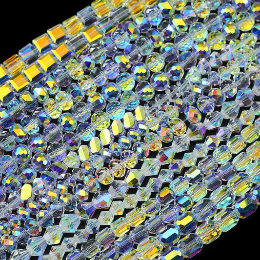 White AB Cube & Bicone Beads