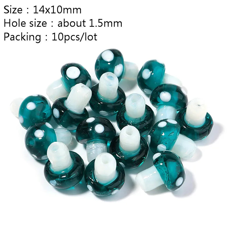 Colourful Lampwork Beads Glass Mushroom