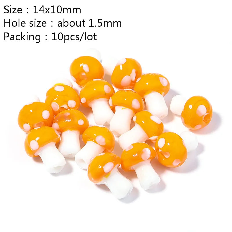 Colourful Lampwork Beads Glass Mushroom
