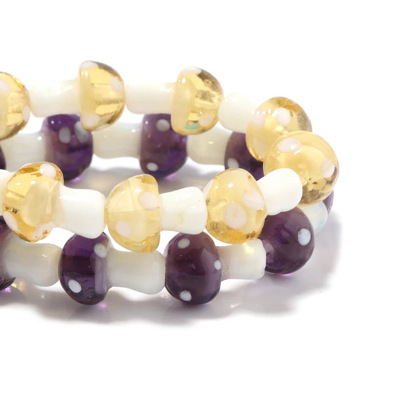 Colourful Lampwork Beads Glass Mushroom