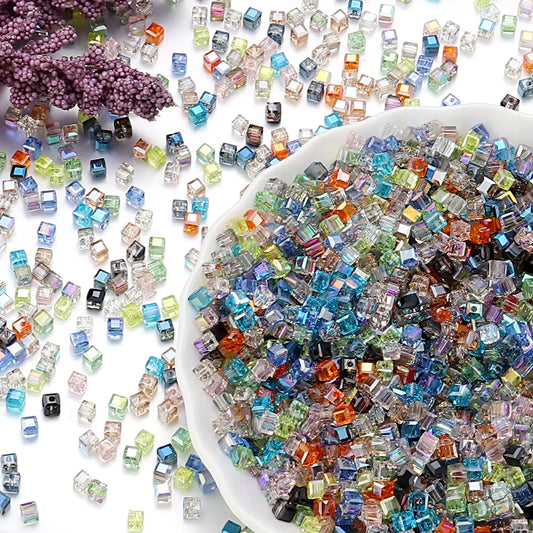 Faceted Glass Cube Beads 4–8mm