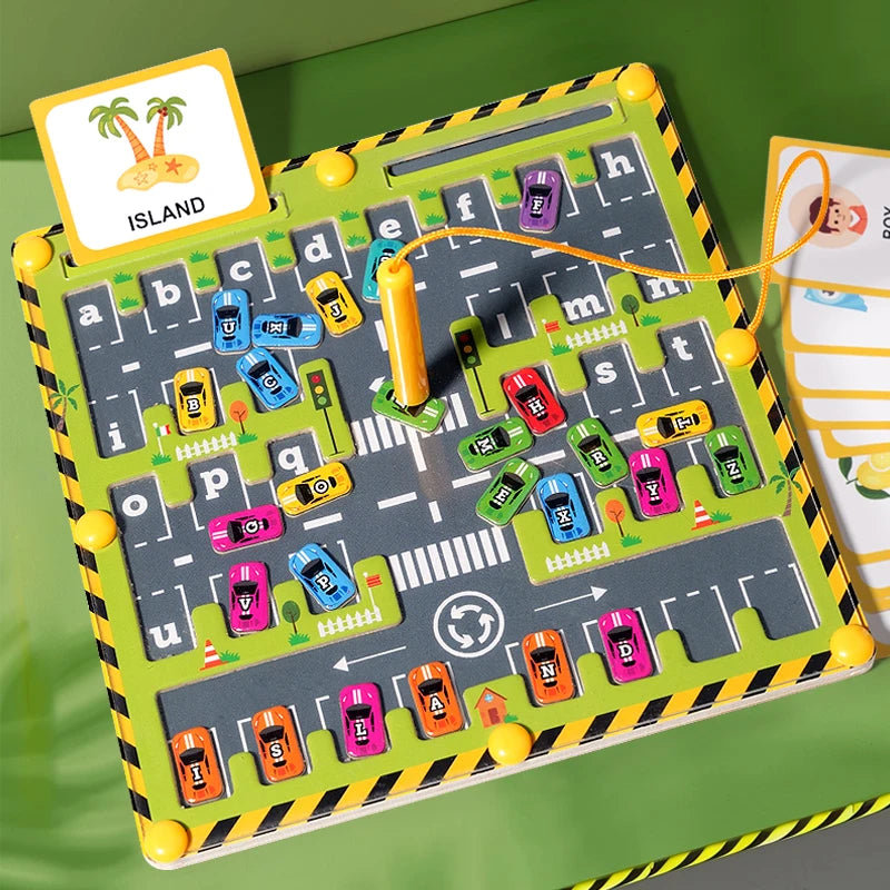 Magnetic Car Alphabet Maze Montessori Toys
