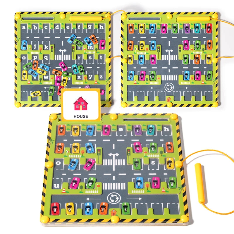 Magnetic Car Alphabet Maze Montessori Toys
