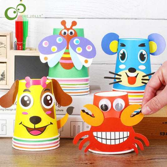 12pcs Children 3D DIY handmade paper cups sticker