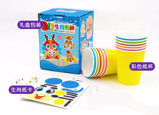 12pcs Children 3D DIY handmade paper cups sticker