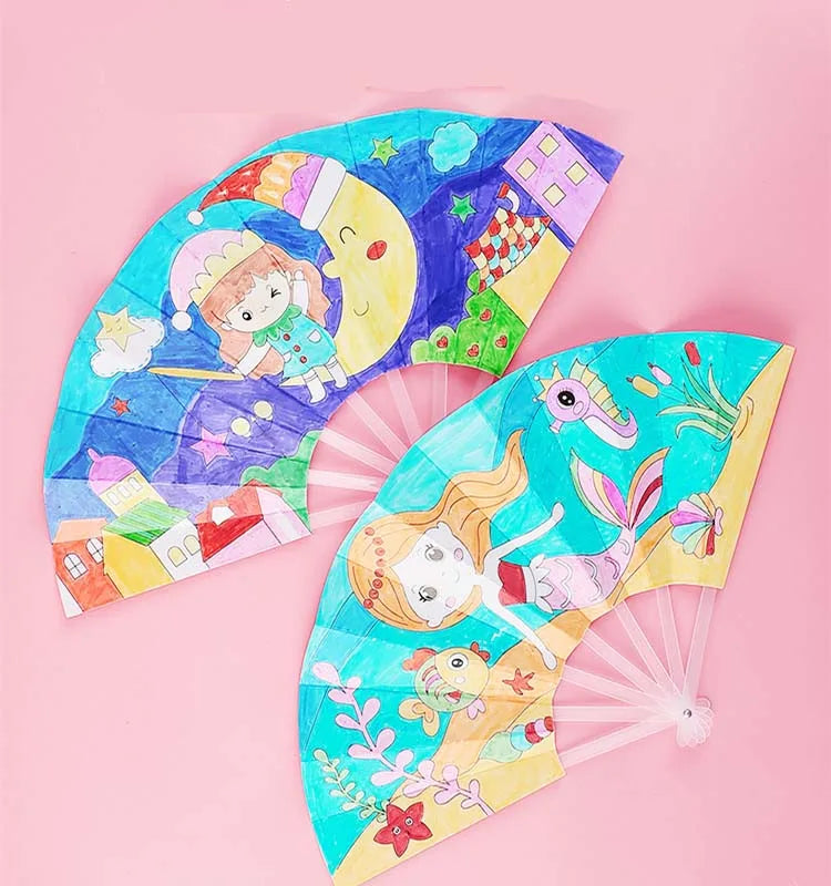 Painting Summer Fan DIY Toys For Children