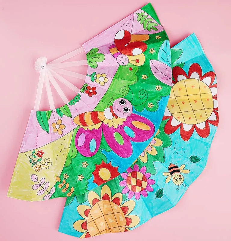 Painting Summer Fan DIY Toys For Children