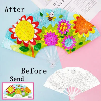 Painting Summer Fan DIY Toys For Children