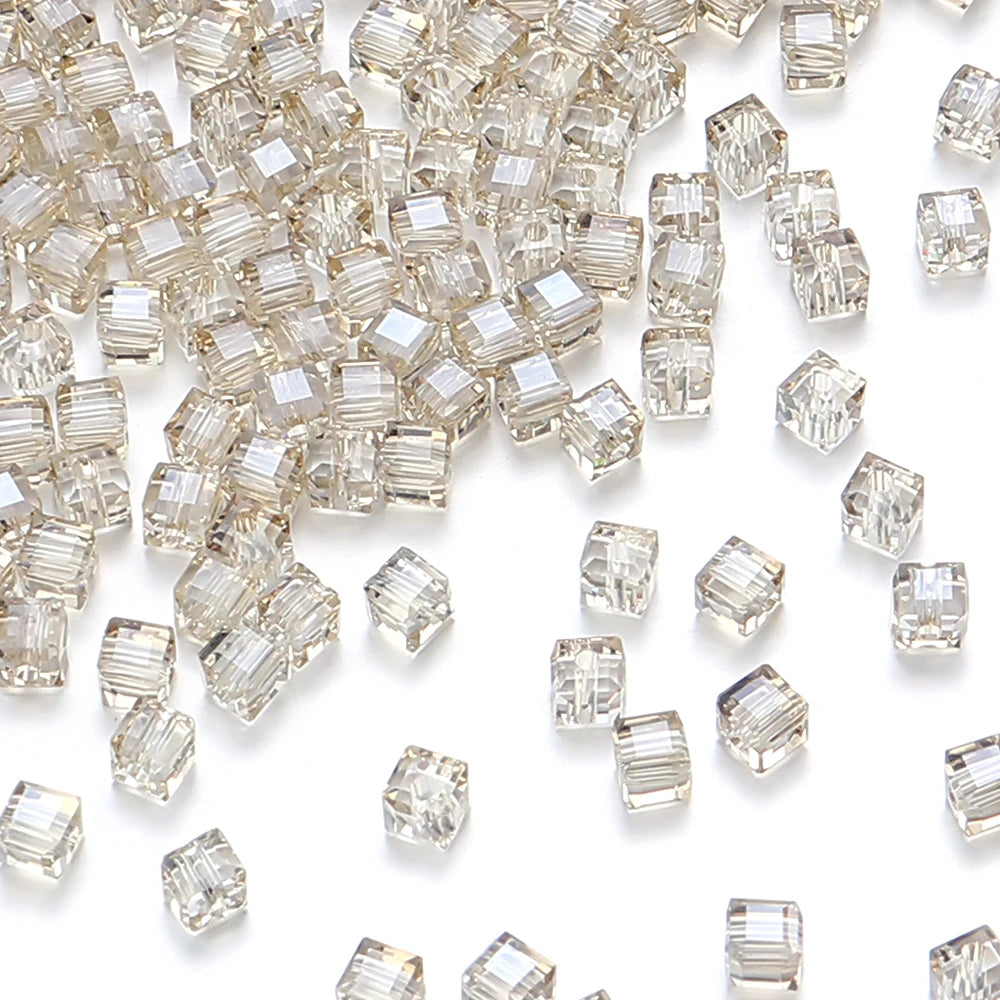 Square Faceted Glass Crystal Beads