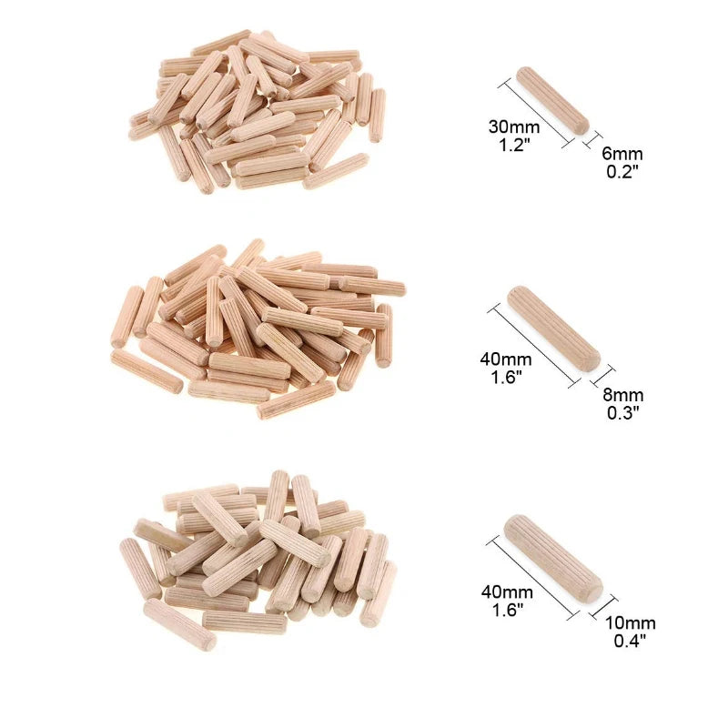Round Fluted Wood Craft Dowel Pins