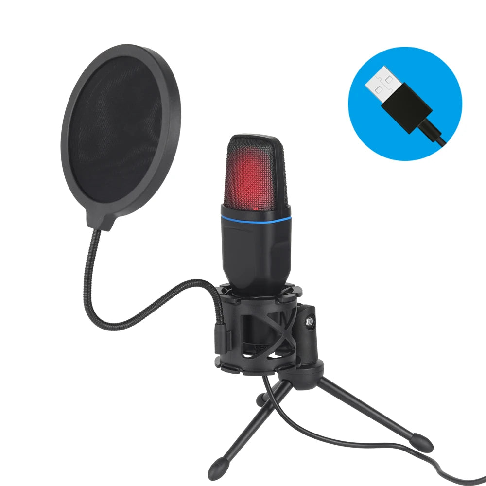 USB Microphone RGB Microfone Condensador