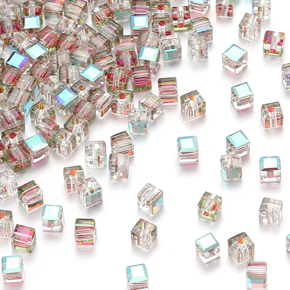 Square Faceted Glass Crystal Beads
