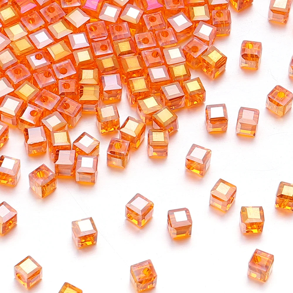 Square Faceted Glass Crystal Beads