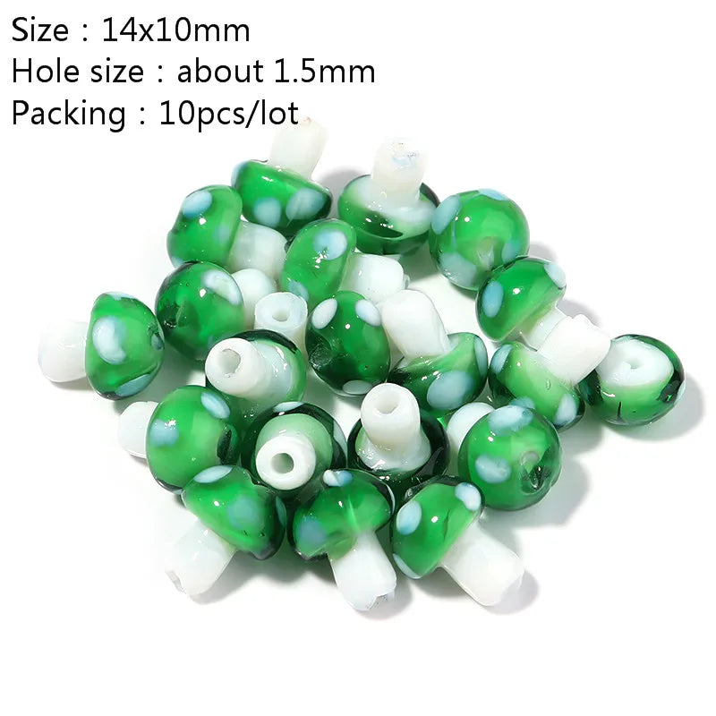 Colourful Lampwork Beads Glass Mushroom