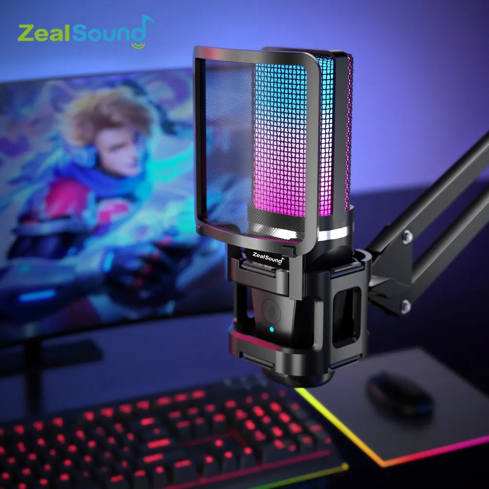 RGB Recording Microphone With Articulated Arm/USB Condenser