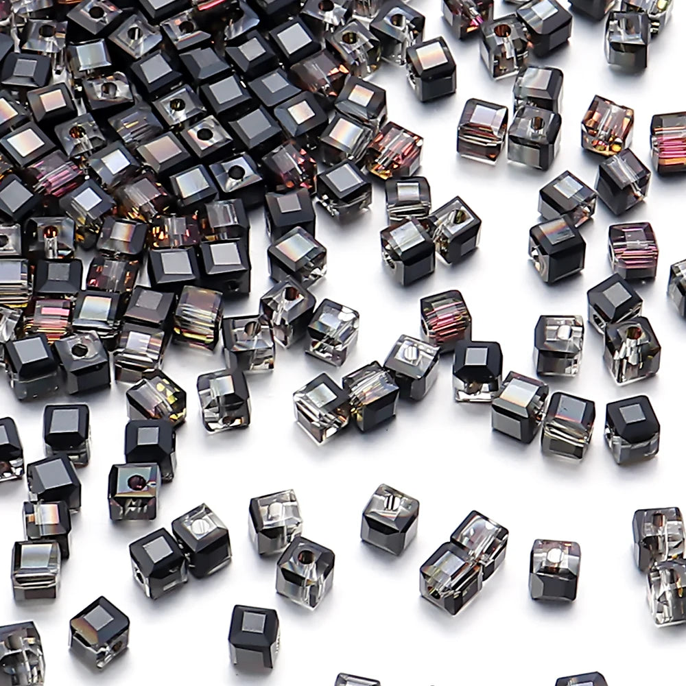 Square Faceted Glass Crystal Beads