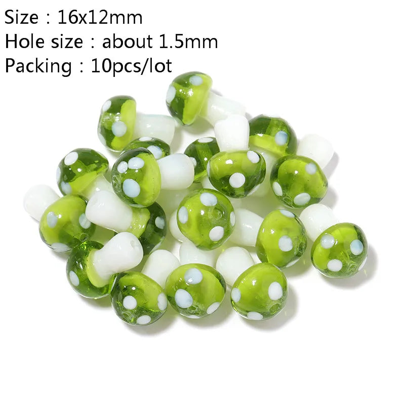 Colourful Lampwork Beads Glass Mushroom