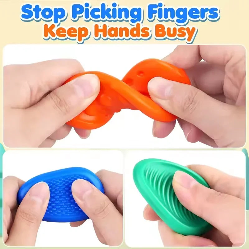 6Pcs Fidget Toys Adults Sensory Silicone Stone