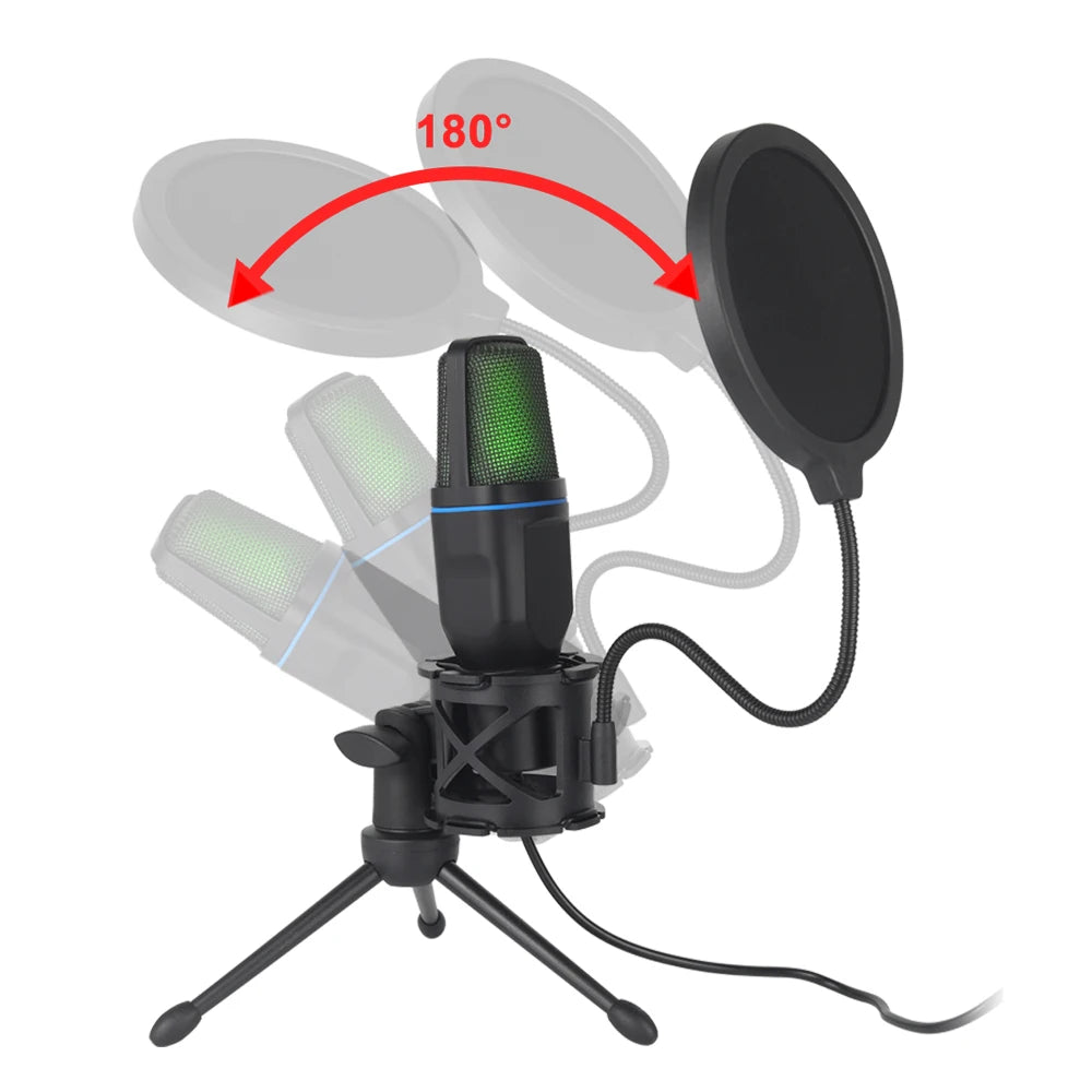 USB Microphone RGB Microfone Condensador
