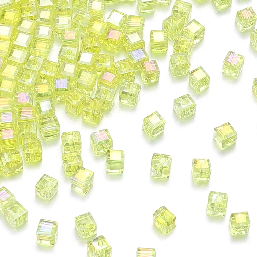 Square Faceted Glass Crystal Beads