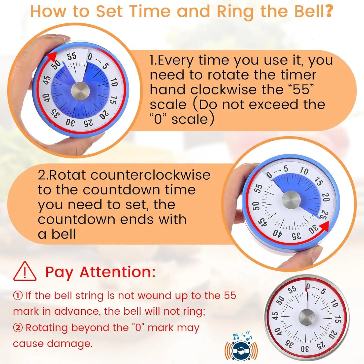 60 Minute Visual Timers Mechanical Desk Countdown