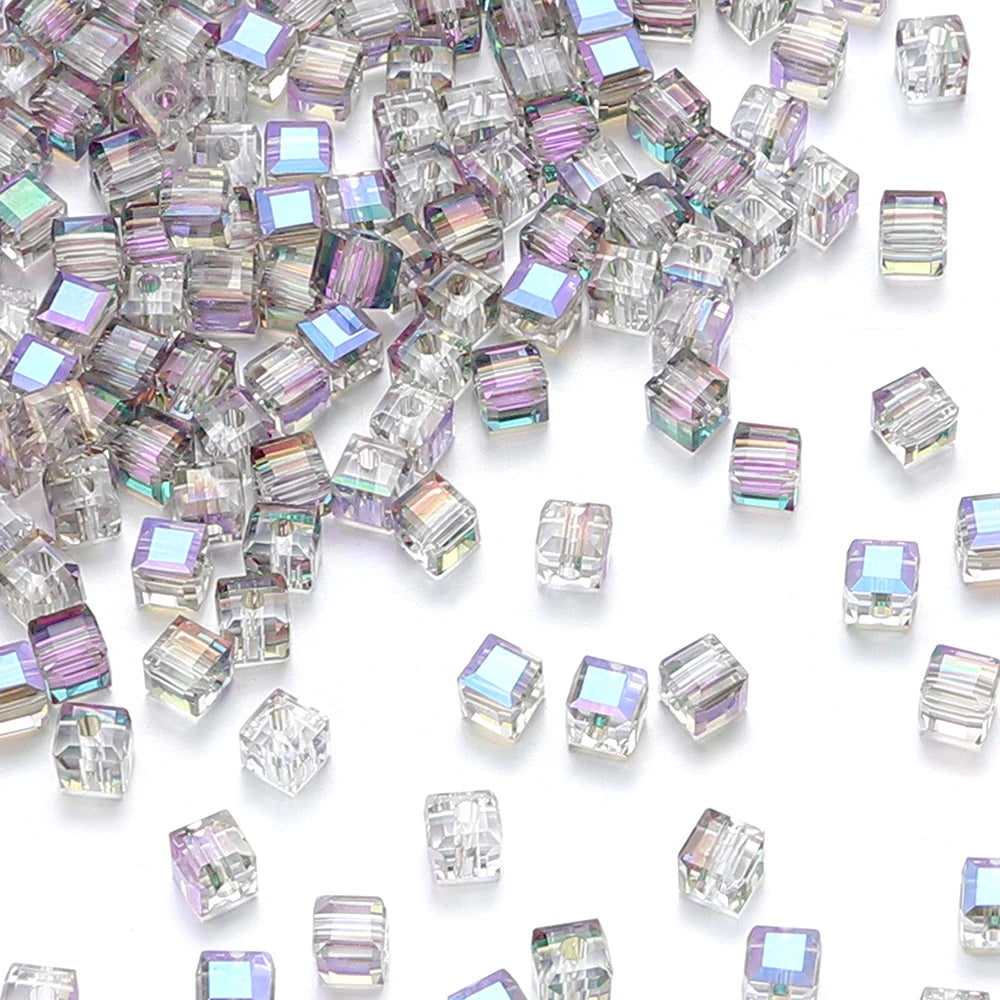 Square Faceted Glass Crystal Beads