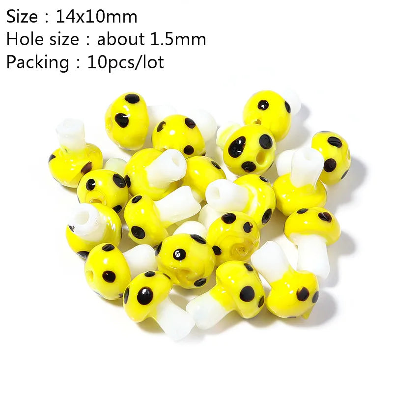Colourful Lampwork Beads Glass Mushroom