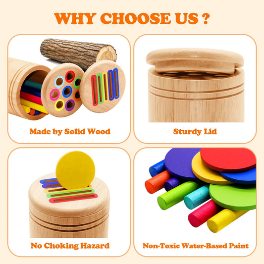 Montessori Wooden Toys Color Sorting Fine Motor