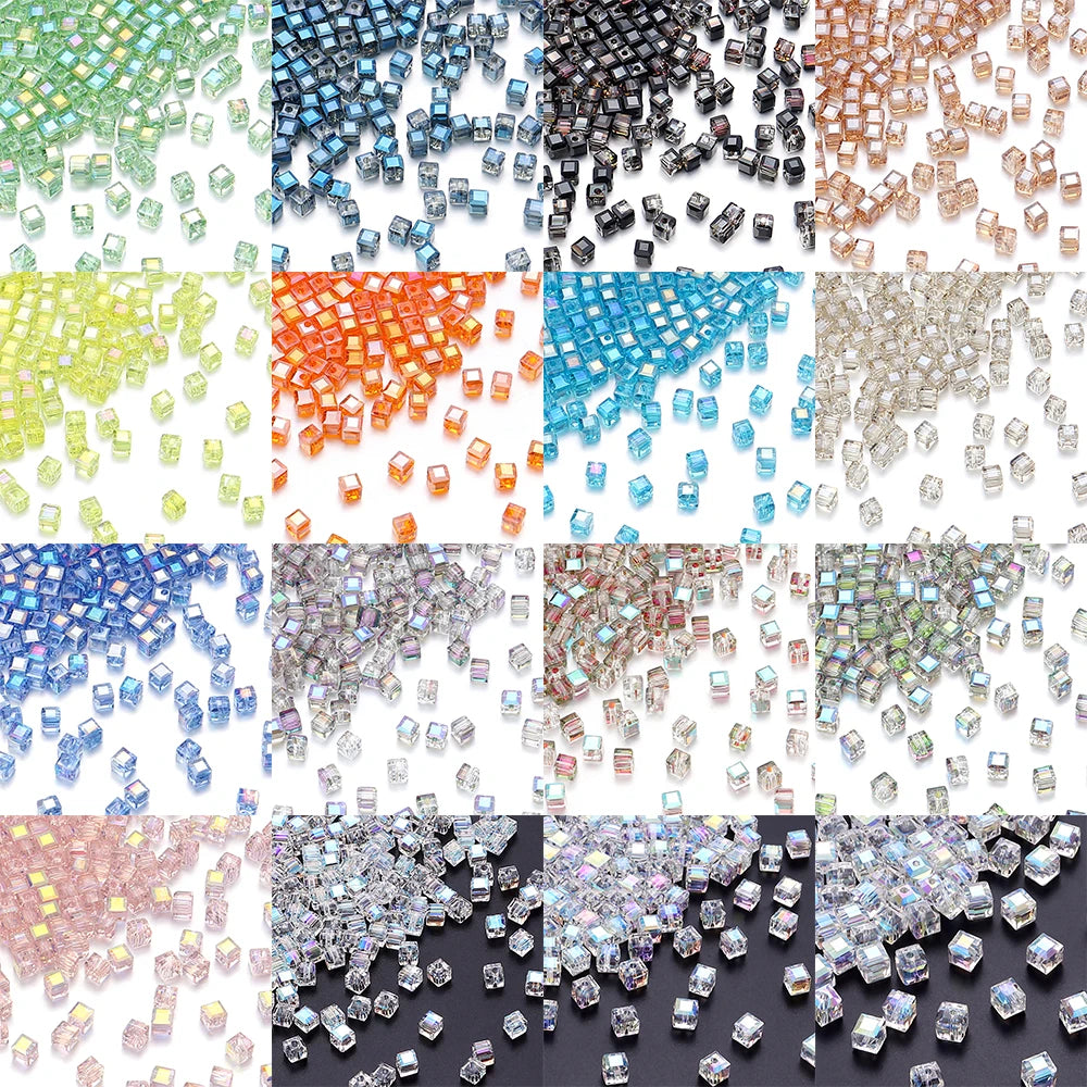 Square Faceted Glass Crystal Beads