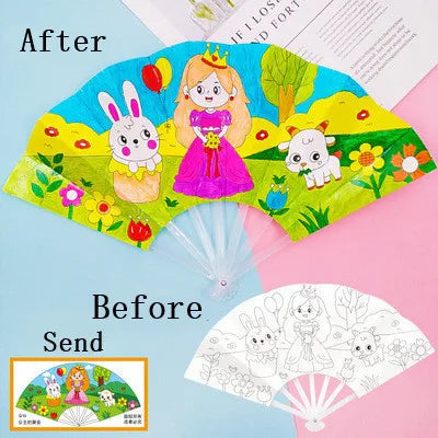 Painting Summer Fan DIY Toys For Children