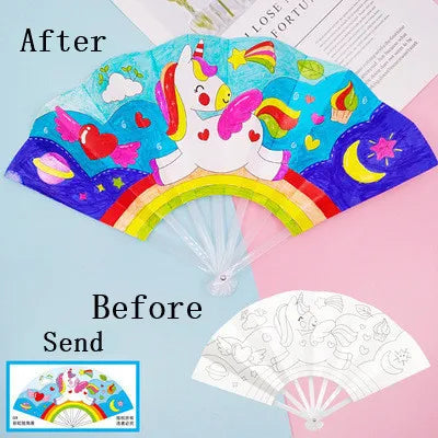 Painting Summer Fan DIY Toys For Children
