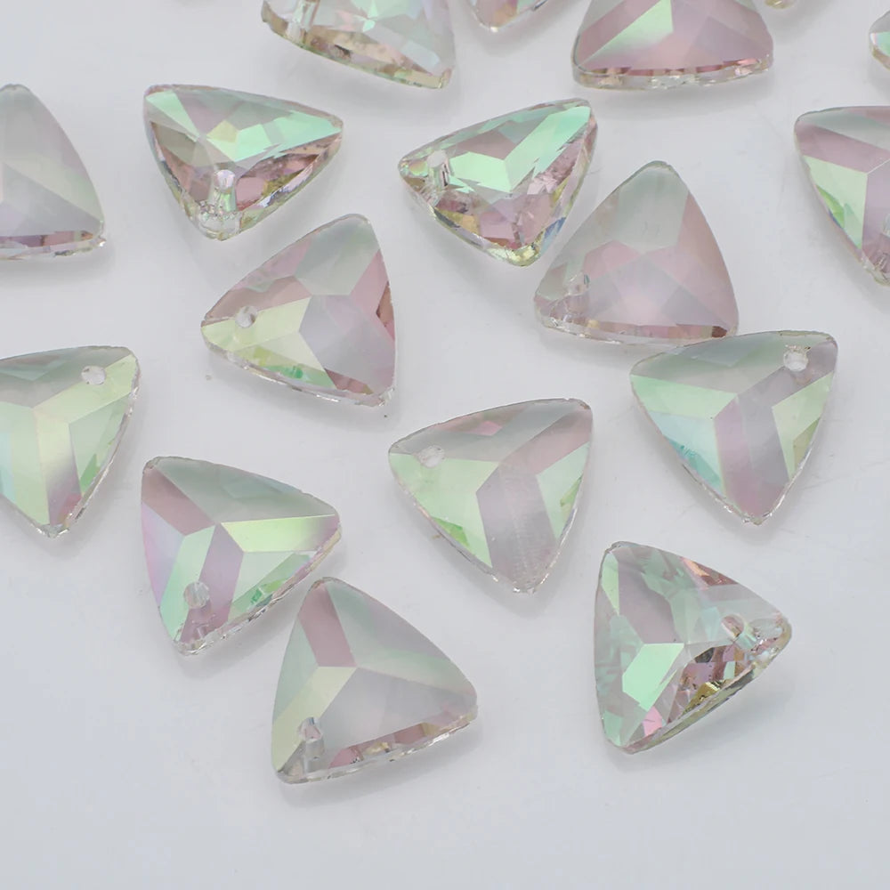 Crystal Glass Triangle Pendants Loose Gem Beads