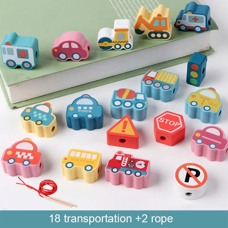 Kids Montessori Wooden Lacing Toy
