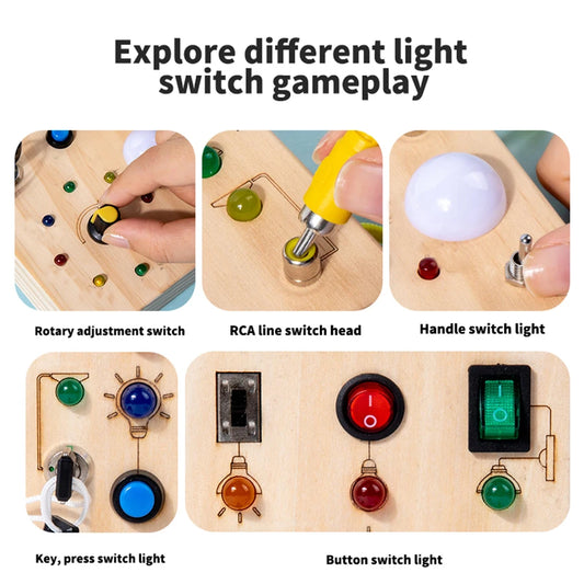 Montessori LED wooden Busy Board Sensory Toys