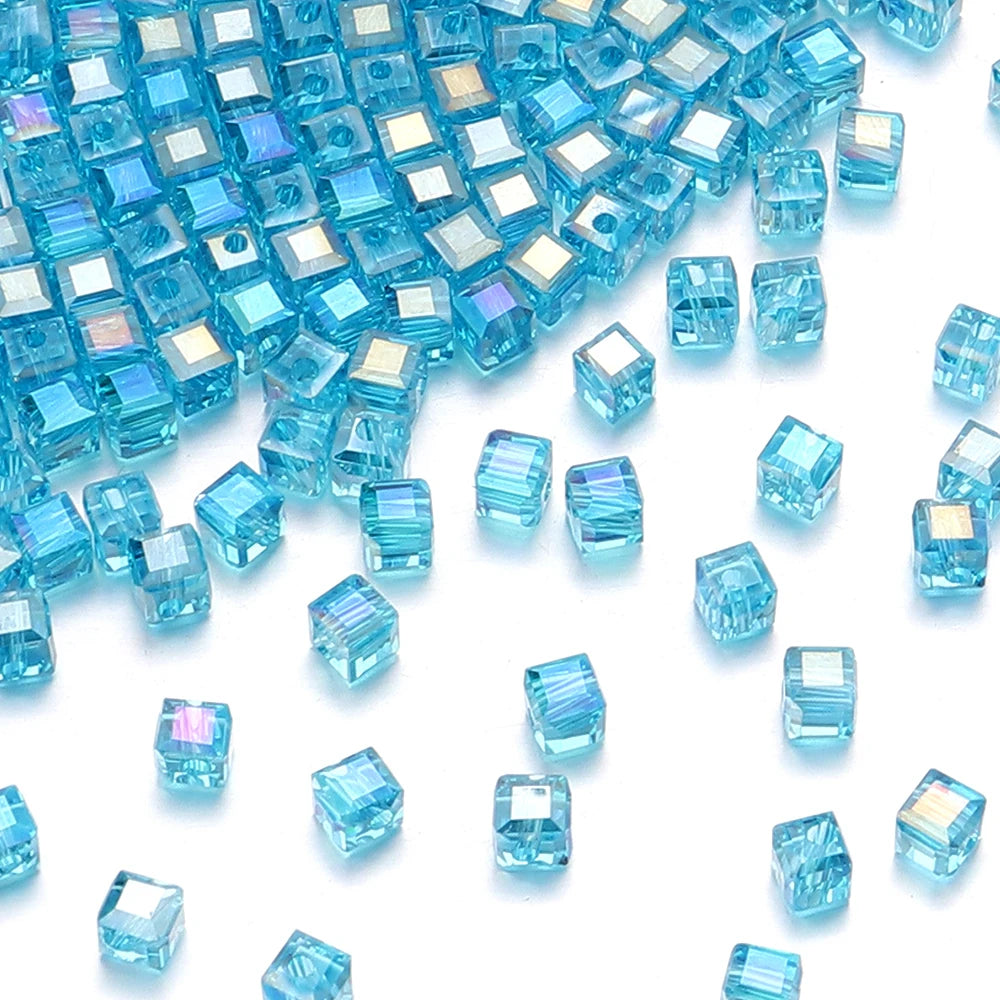 Square Faceted Glass Crystal Beads