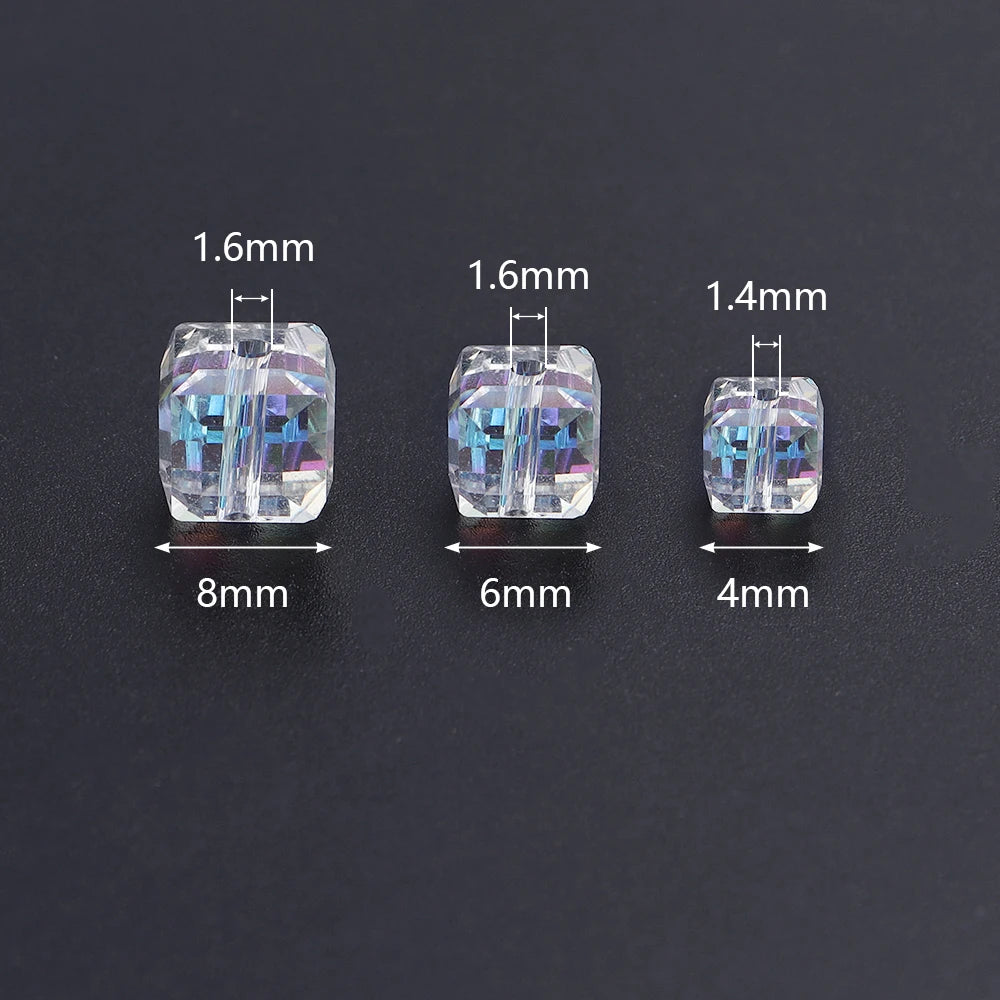 Square Faceted Glass Crystal Beads