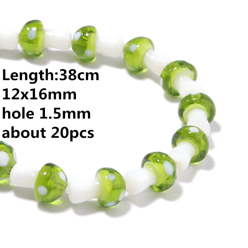 Colourful Lampwork Beads Glass Mushroom