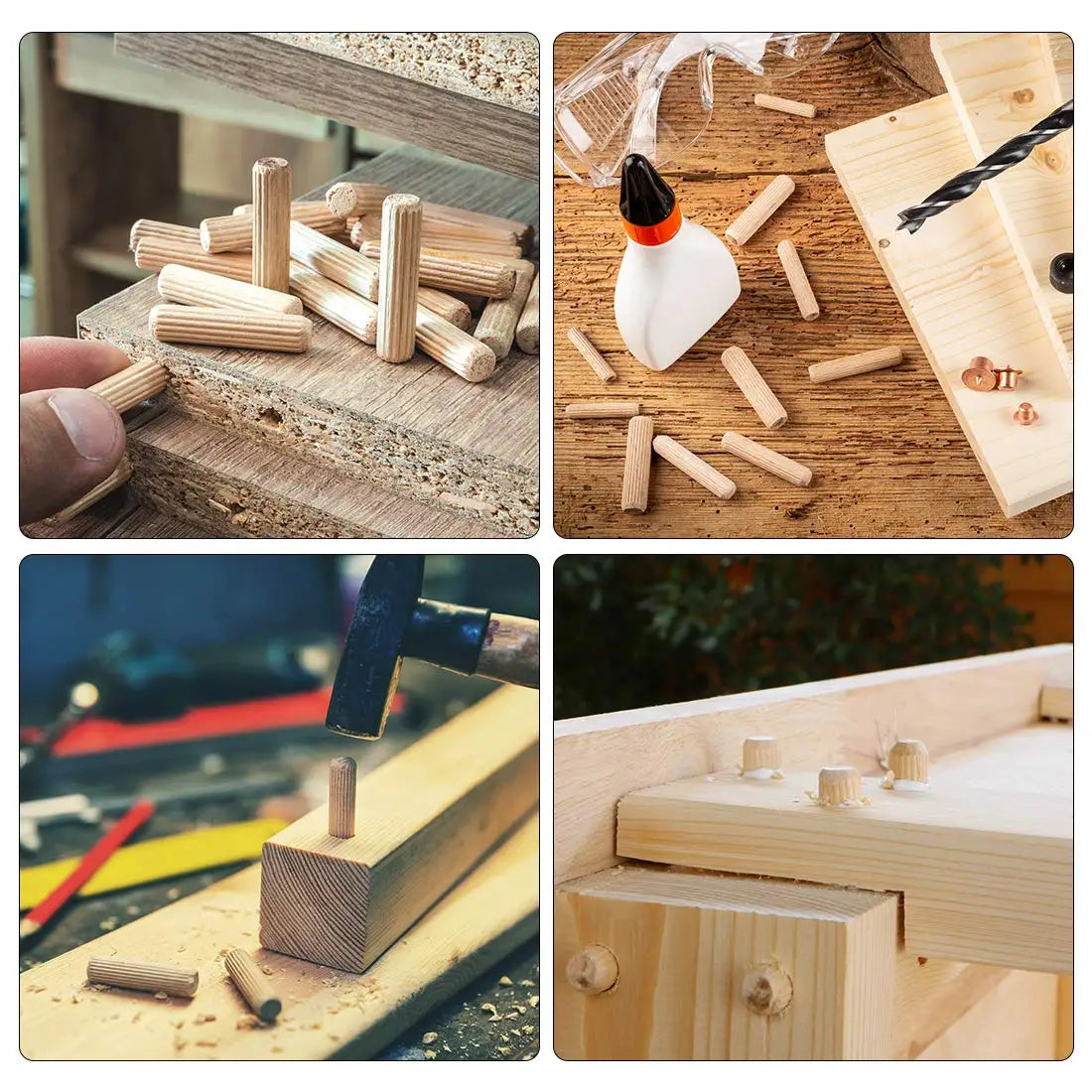 Round Fluted Wood Craft Dowel Pins