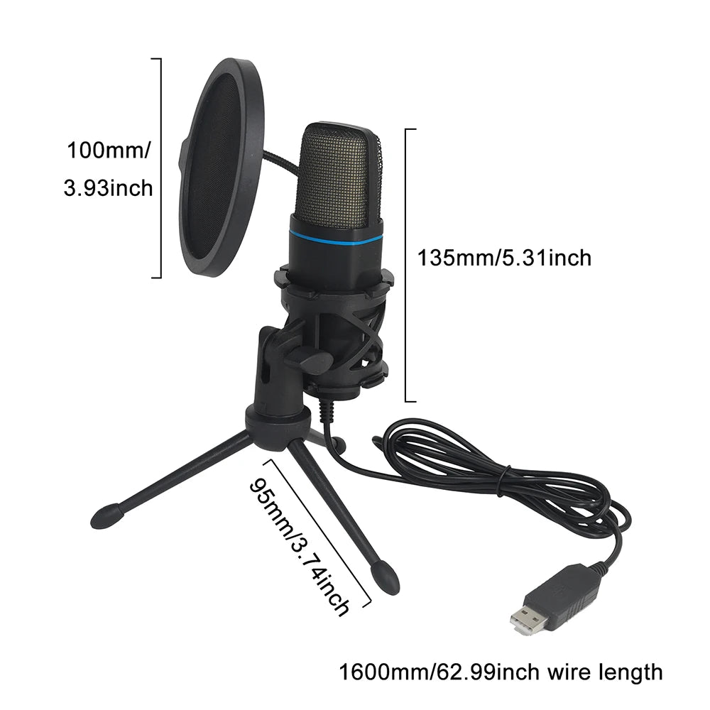 USB Microphone RGB Microfone Condensador