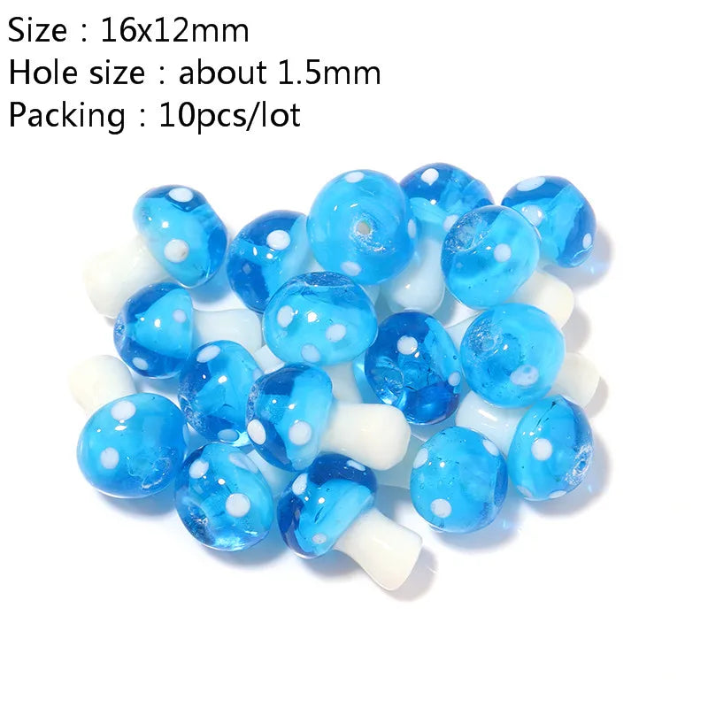 Colourful Lampwork Beads Glass Mushroom
