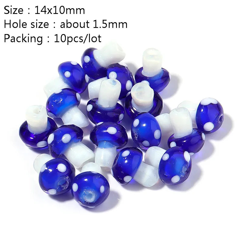 Colourful Lampwork Beads Glass Mushroom