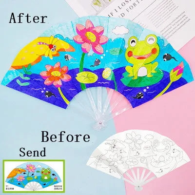 Painting Summer Fan DIY Toys For Children
