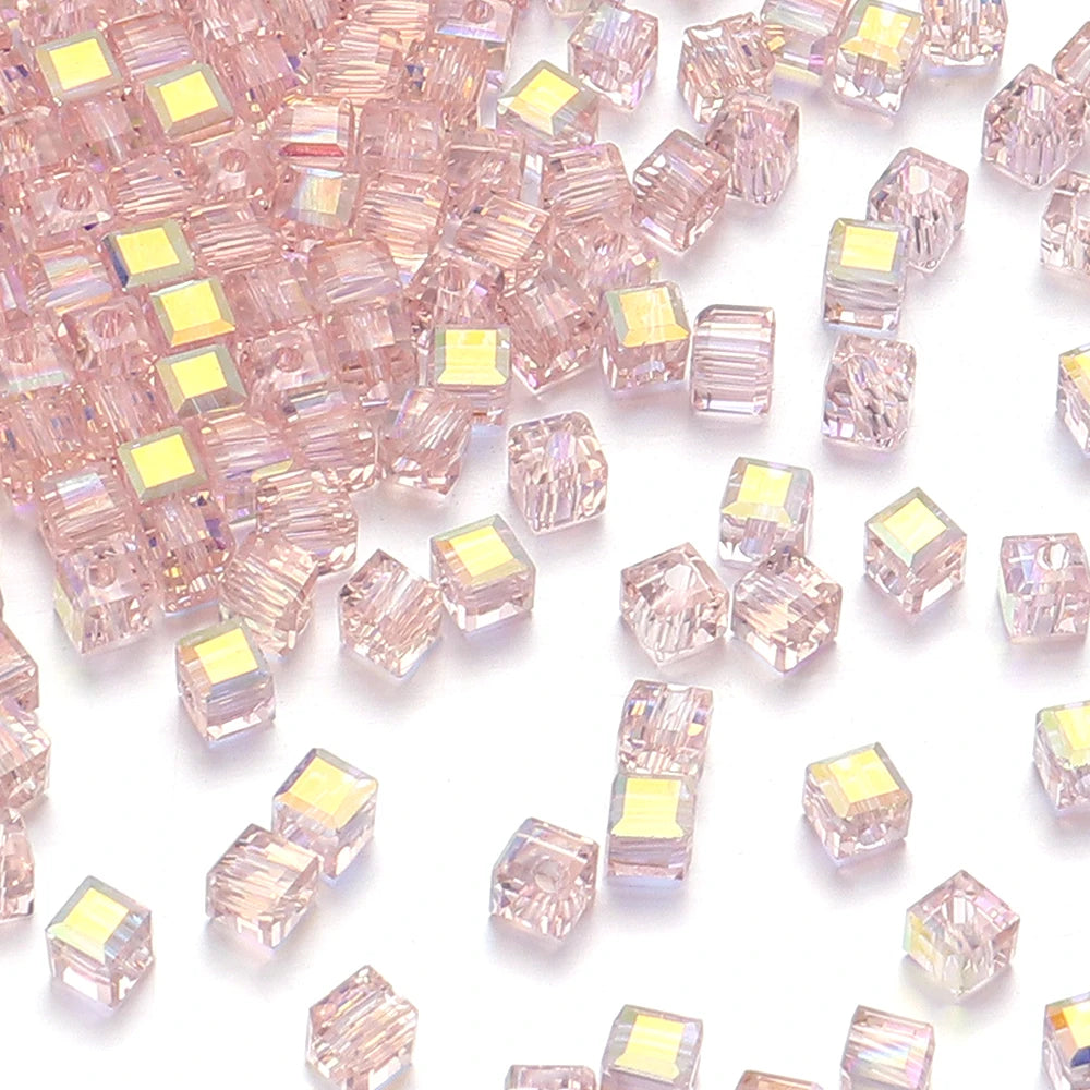 Square Faceted Glass Crystal Beads
